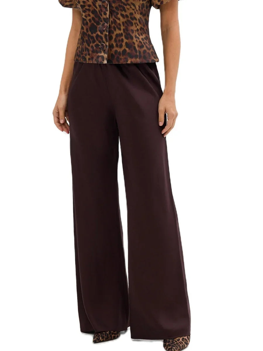 Dames satijnen palazzo-broek met elegante wijde pijpen