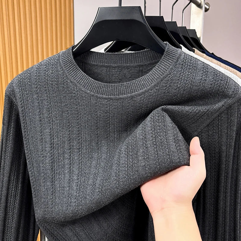 Unisex shirt met lange mouwen, ronde hals, fijngebreid, met patroon