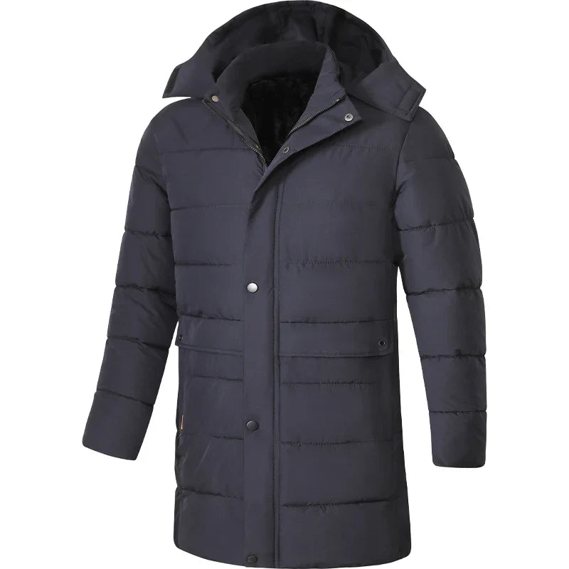 Herren Winter Steppmantel mit Kapuze Lang Gepolsterte Outdoor-Jacke