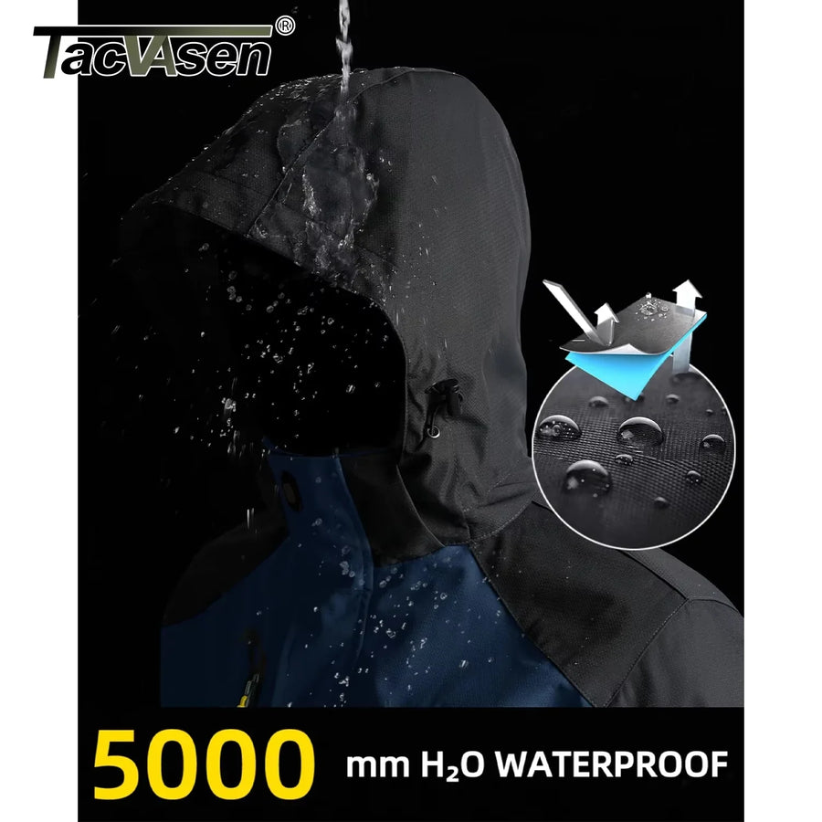 Outdoor Jacke mit Kapuze für Herren, Zweifarbig, Reißverschluss, Wasserabweisend