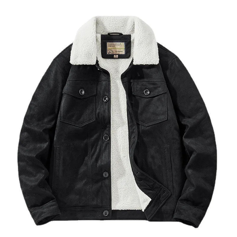 Herren Winterjacke im Blouson-Stil mit Teddyfutter und Kragen, Knöpfe, Brusttaschen