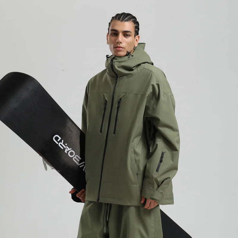 Winter Skijacke Snowboardjacke mit Kapuze und Reißverschlüssen Herren