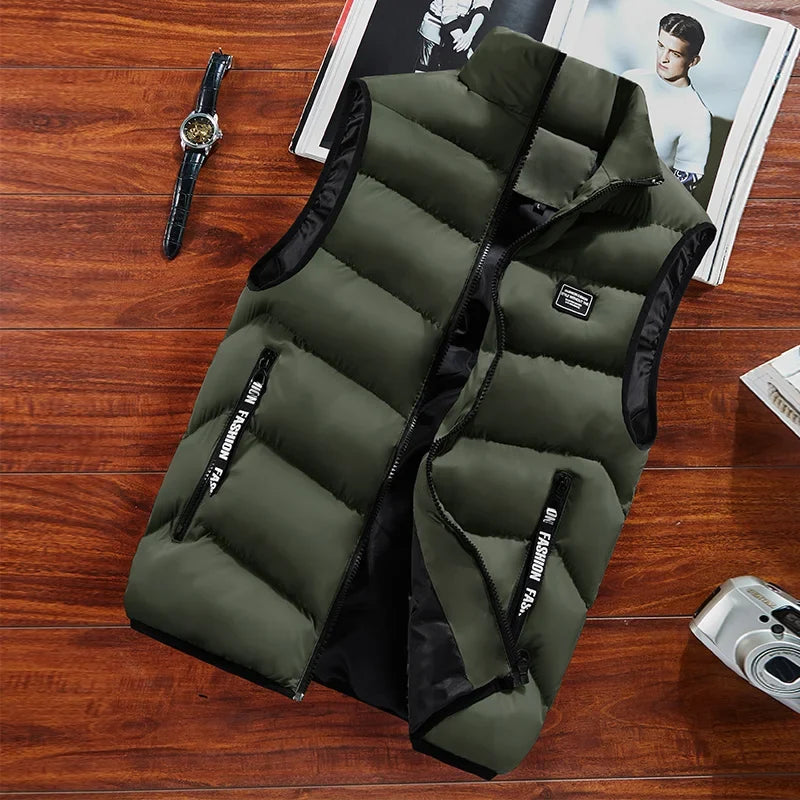 Herren Steppweste mit Stehkragen - Gesteppte Winter Weste mit Reißverschluss & Taschen