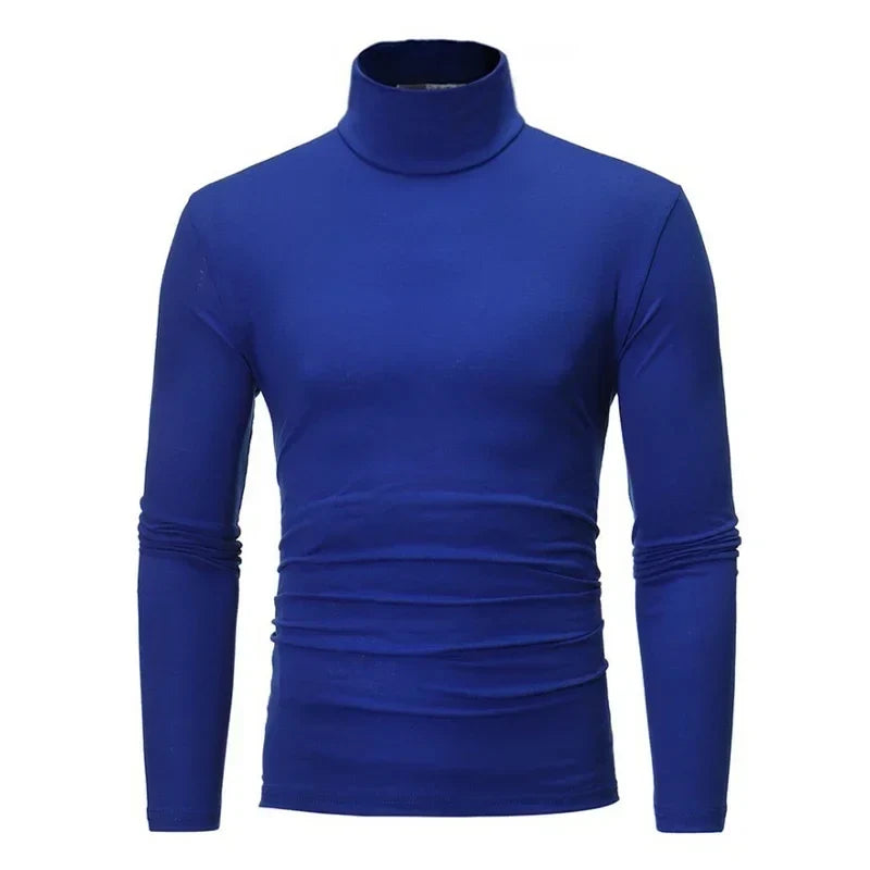 Heren colshirt met lange mouwen, nauwsluitend, effen