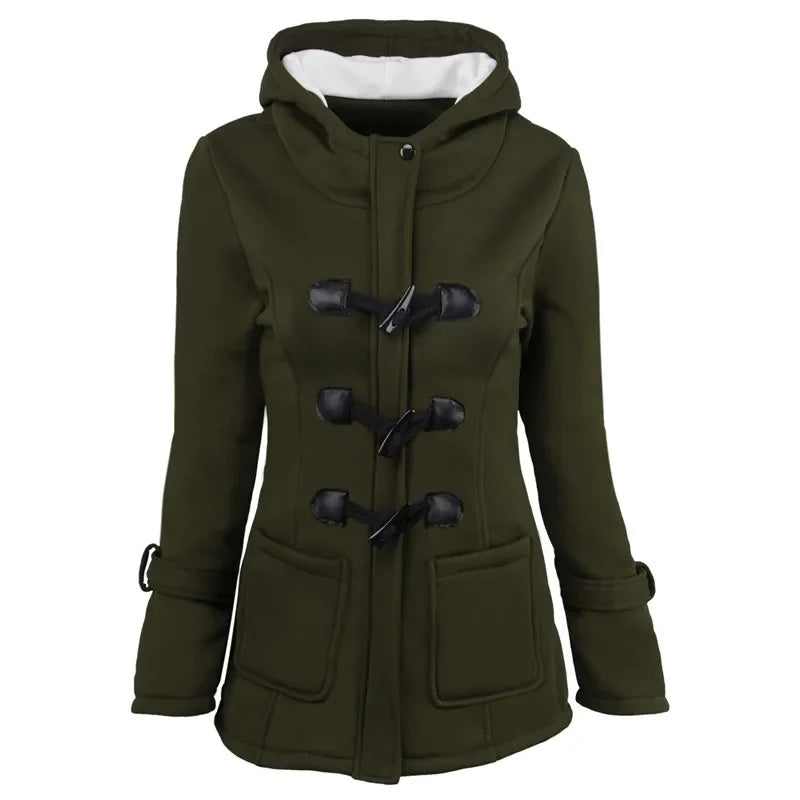 Damen Jacke mit Kapuze Knebelverschluss & Futter
