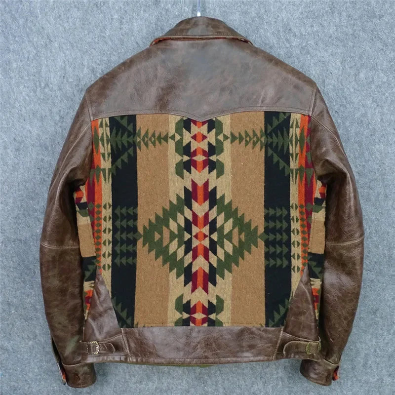 Herren Jacke mit gemusterter Vorderseite, Hemdkragen und Taschen