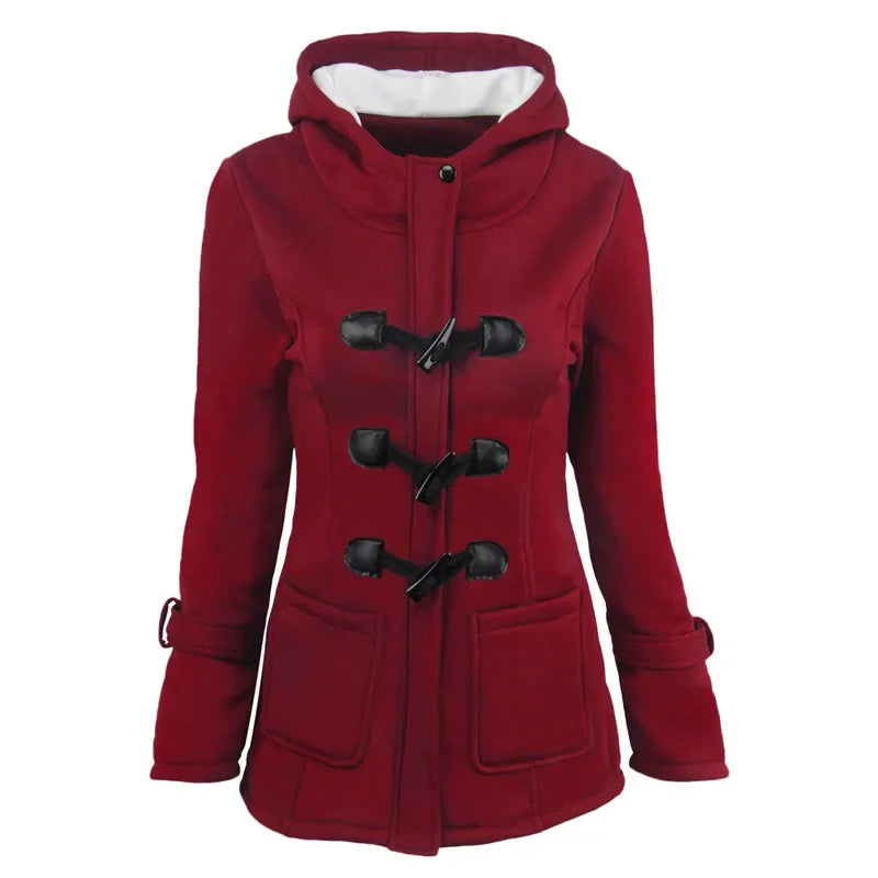 Damen Jacke mit Kapuze Knebelverschluss & Futter