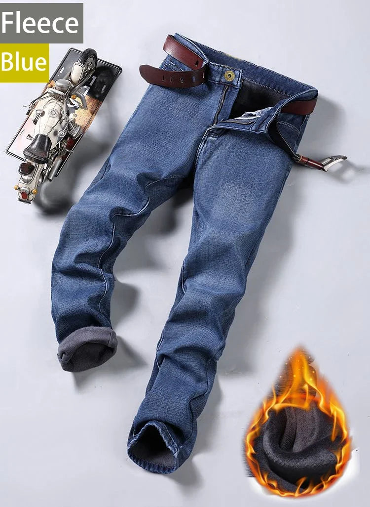Herren Jeans Hose Regular Fit Blau Schwarz Gefüttert Ungefüttert