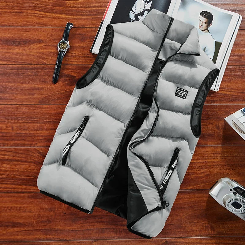 Herren Steppweste mit Stehkragen - Gesteppte Winter Weste mit Reißverschluss & Taschen