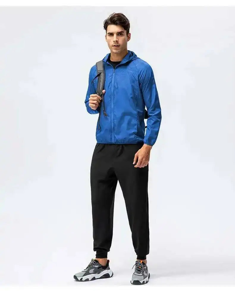 Unisex Leichte Kapuzenjacke Windbreaker mit Reißverschluss