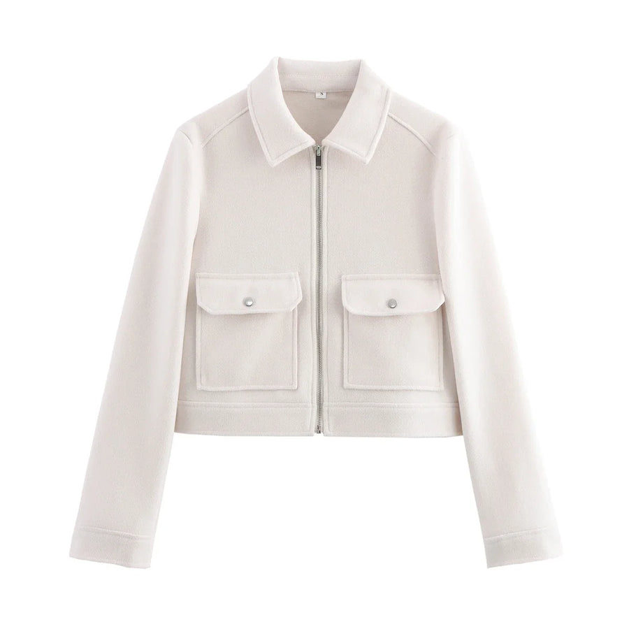 Damen Kurzjacke mit Reißverschluss und Pattentaschen