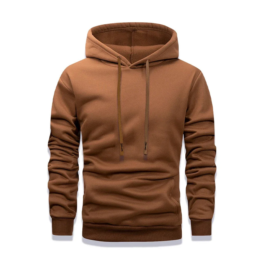 Herenhoodie met capuchon, kangoeroezak, effen kleur