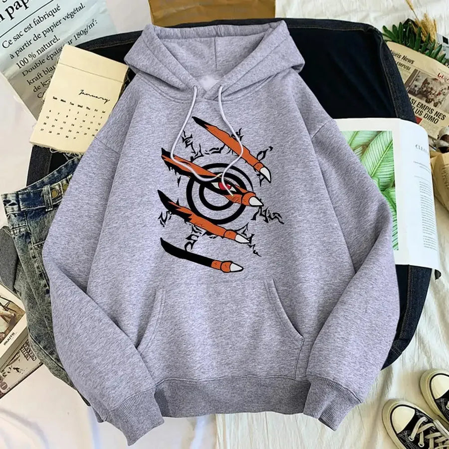Hoodie met motiefopdruk, kangoeroezak en capuchon