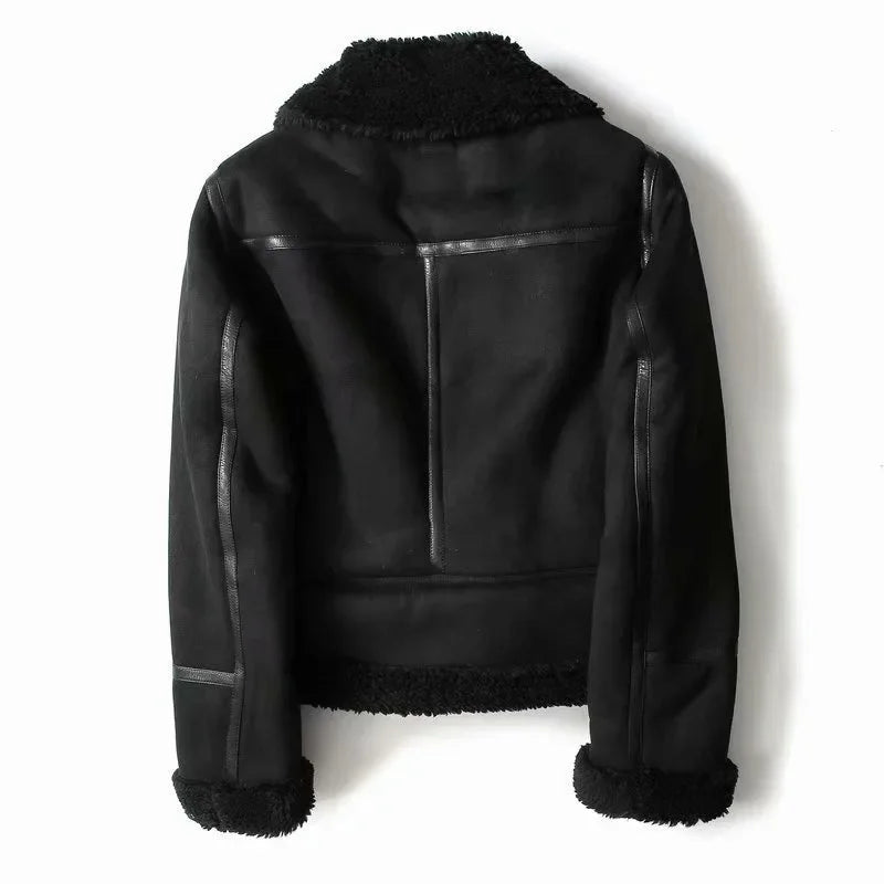 Bikerjacke gefüttert Damen mit Reverskragen und Reißverschlüssen