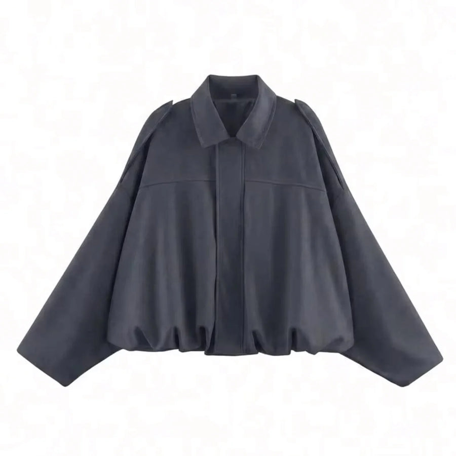 Damen Bomberjacke Crop Design mit Kentkragen und weiten Ärmeln in verschiedenen Farben