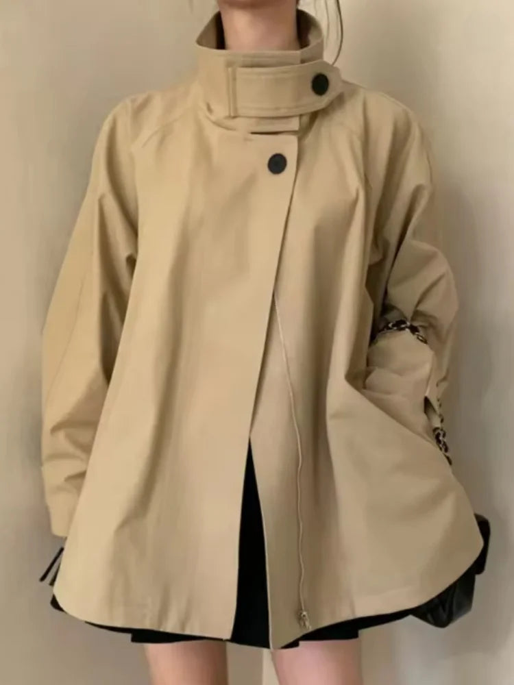 Damen Übergangsjacke mit Kapuze und Stehkragen