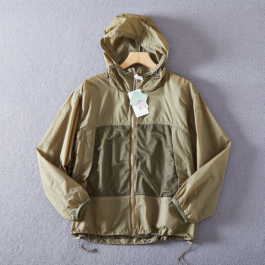 Unisex Kapuzenjacke leicht mit Reißverschluss und Netzeinsätzen