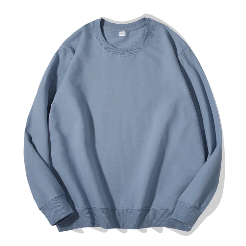 Unisex basic sweatshirt met ronde hals, lange mouwen, effen, geribde boorden, casual trui