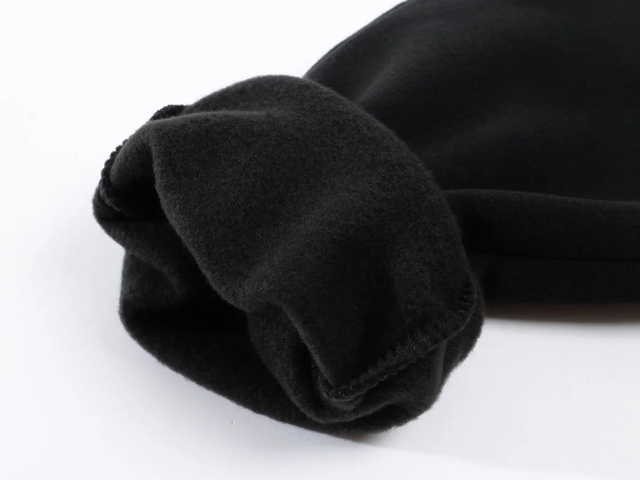 Uniseks joggingbroek van fleece, warm voor de winter, met boorden, zijzakken en trekkoord, zwart grijs wit