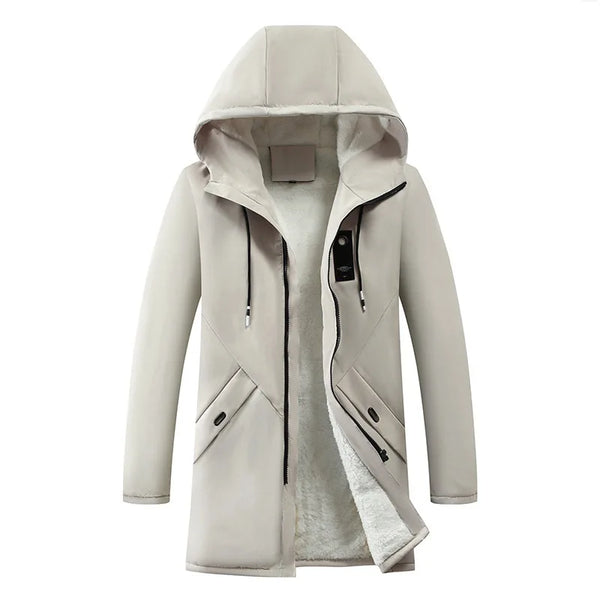 Herren Winterjacke mit Kapuze Gefüttert Lang Warm Parka