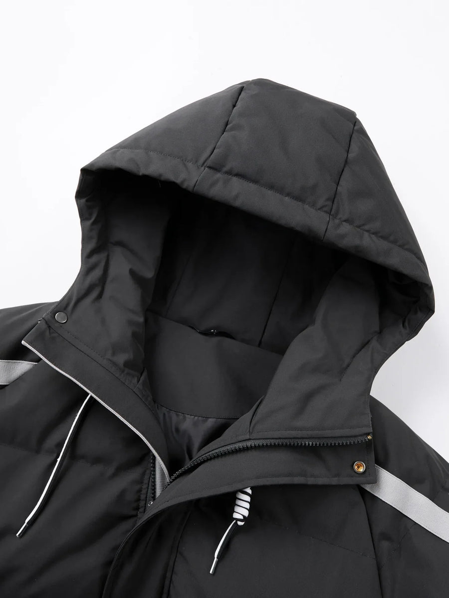 Unisex Winter Steppjacke mit Kapuze und Streifen