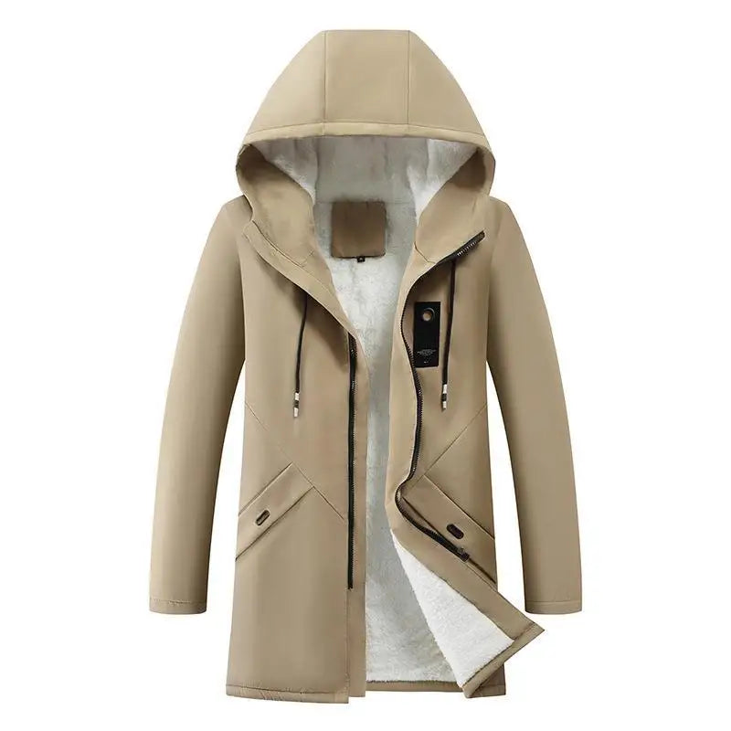 Herren Winterjacke mit Kapuze Gefüttert Lang Warm Parka