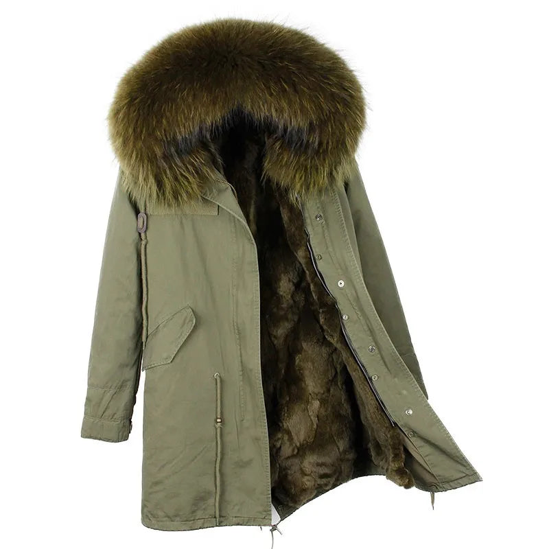 Damen Winterparka mit abnehmbarem Kunstpelzbesatz und Futter
