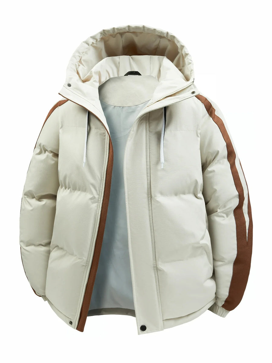 Unisex Winter Steppjacke mit Kapuze und Streifen