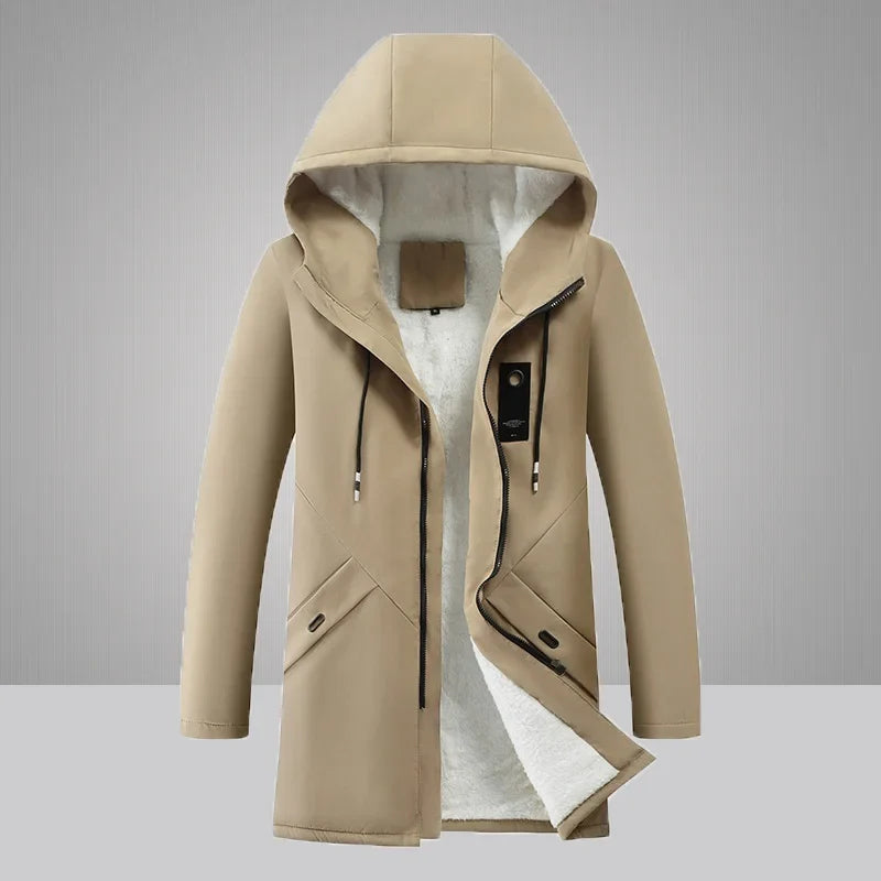 Herren Winterjacke mit Kapuze Gefüttert Lang Warm Parka