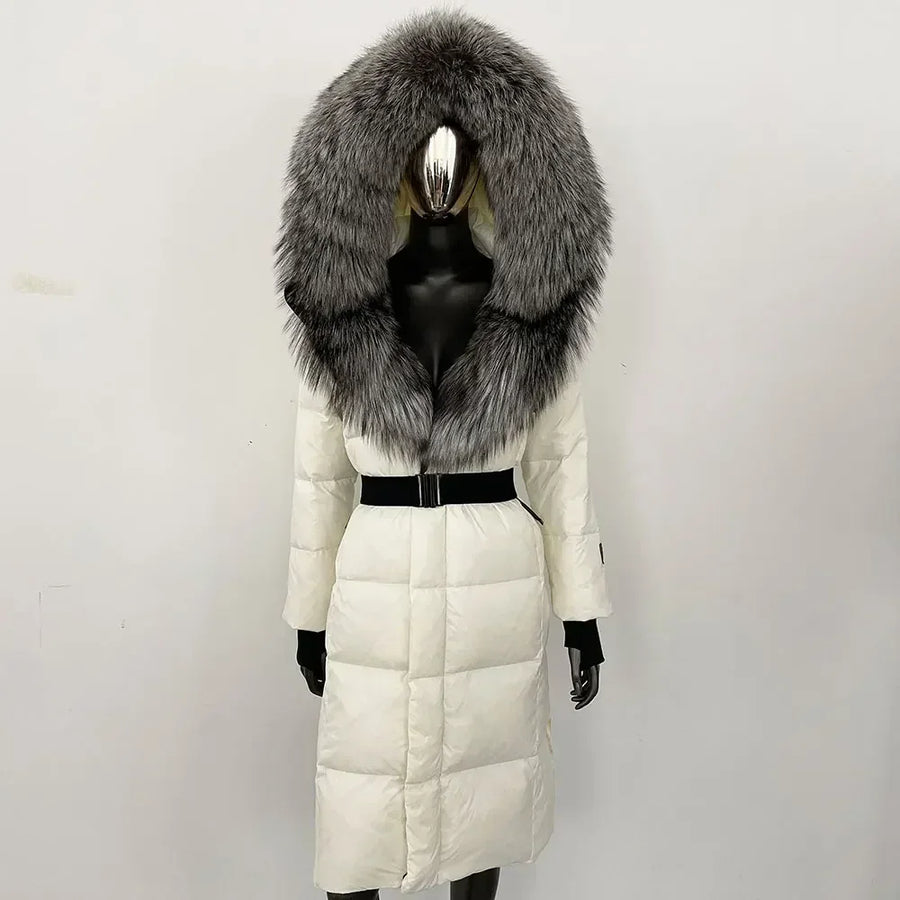 Damen Winter Steppmantel mit Kapuze und Fellkragen Schwarz Grau