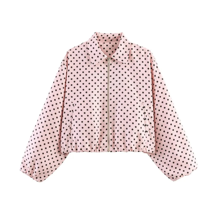 Damen Kurzjacke mit Reißverschluss, Kragen und Gummizugsaum