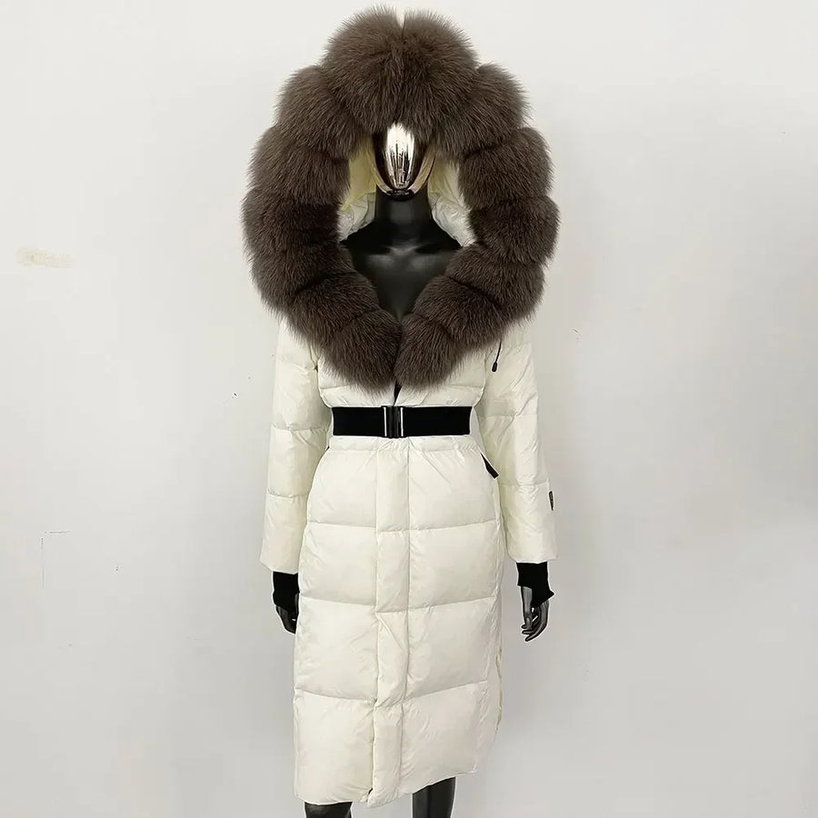 Damen Winter Steppmantel mit Kapuze und Fellkragen Schwarz Grau