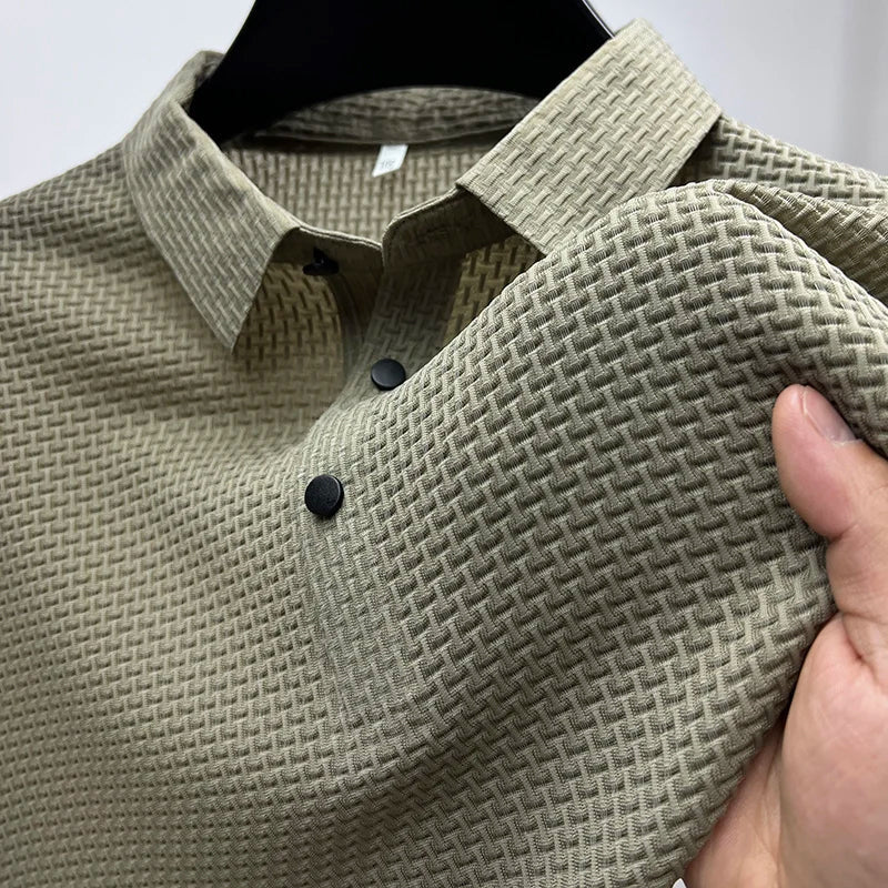 Herren Polohemd Modernes Design – Kurzarm, Strukturmuster, Stilvoll für Freizeit und Business