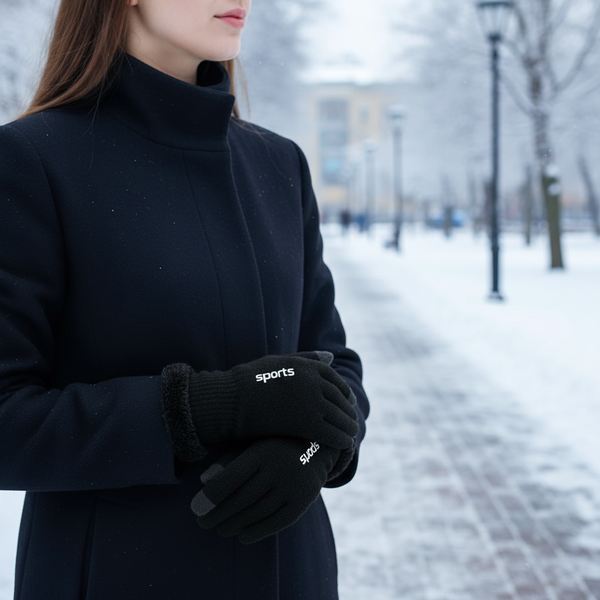 Uniseks gebreide winterhandschoenen met touchscreenfunctie & teddyvoering