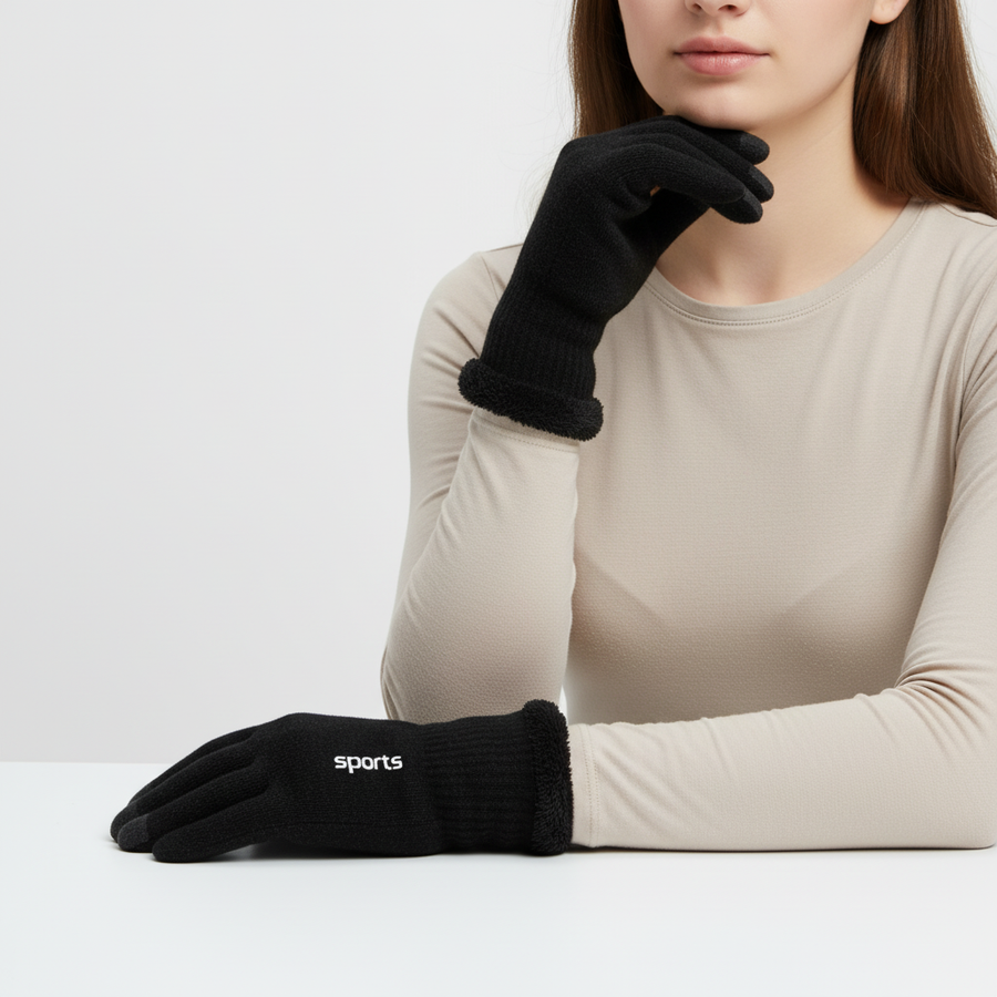 Unisex Winter Strickhandschuhe mit Touchscreen-Funktion & Teddyfutter