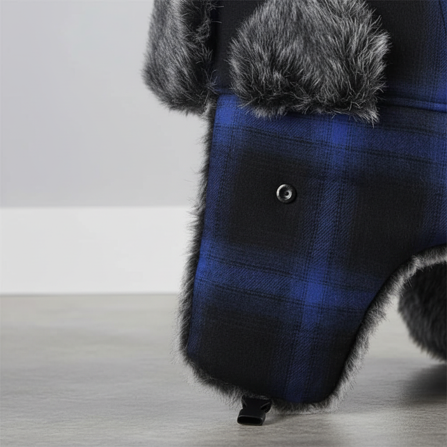 Winter Trapper Mütze mit Ohrenklappen und Kunstfellfutter
