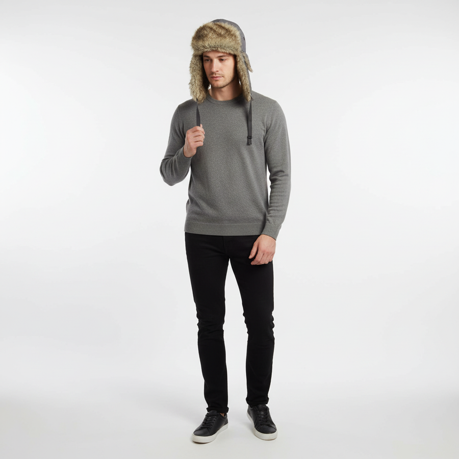 Winter Trapper Mütze mit Ohrenklappen und Kunstfellfutter