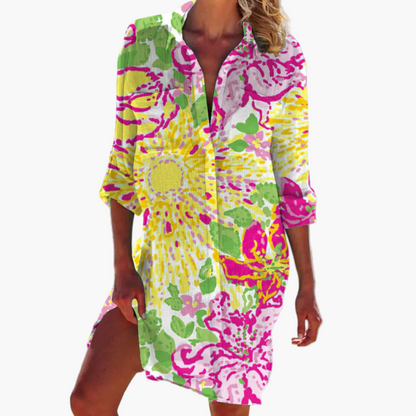 Damen Freizeit Hemdblusenkleid im Boho-Stil – Lässige Tunika für Sommer und Strand