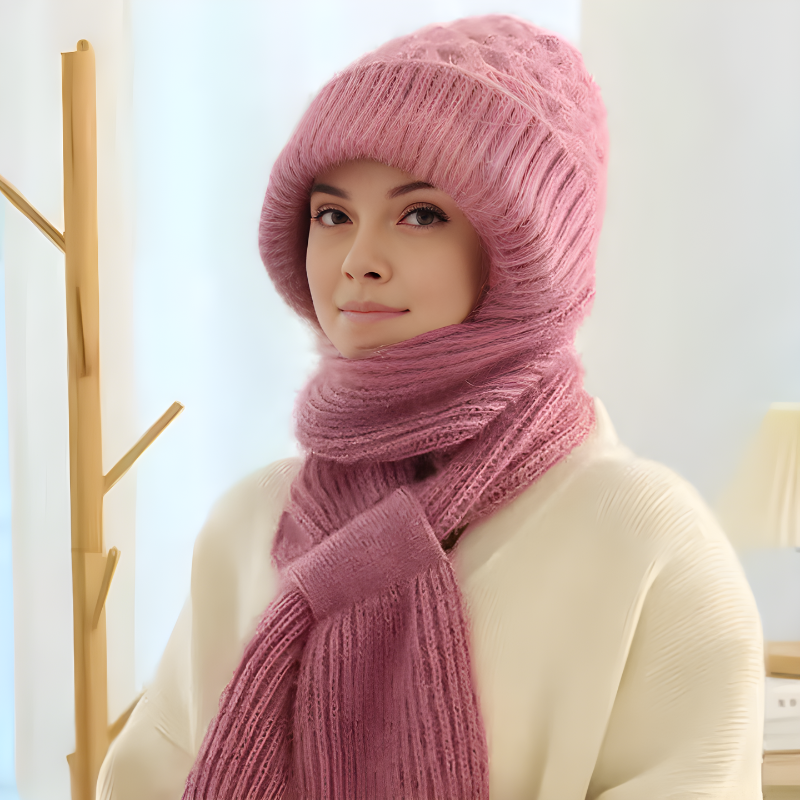 Winter Beanie Mütze & Schal Set Strickware Damen