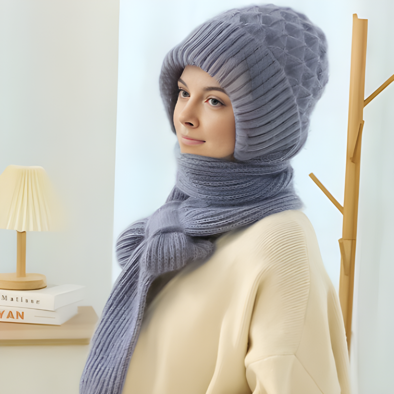 Winter Beanie Mütze & Schal Set Strickware Damen