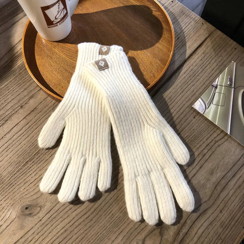 Unisex Winterhandschuhe Strickhandschuhe Gerippt mit Label-Detail