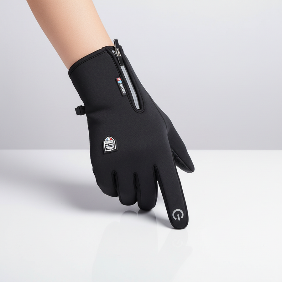Unisex Touchscreen-Handschuhe mit Reißverschluss für Sport & Fahrrad in Blau, Schwarz, Grau