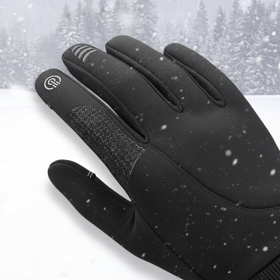 Unisex Winterhandschuhe Schwarz Grau Touchscreen Kompatibel Winddicht