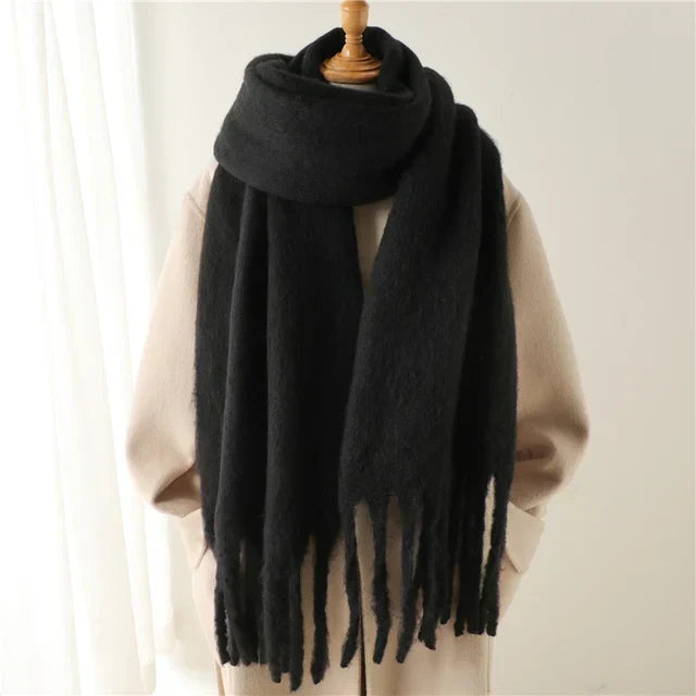Weicher Winterschal mit Fransen Uni-Farben für Damen & Herren