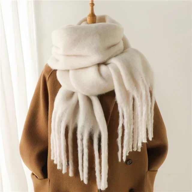 Weicher Winterschal mit Fransen Uni-Farben für Damen & Herren