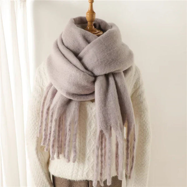 Weicher Winterschal mit Fransen Uni-Farben für Damen & Herren