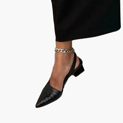 Damen Slingback Pumps mit Blockabsatz – Elegante spitze Vintage-Schuhe für Alltag und besondere Anlässe