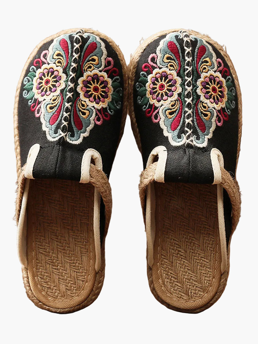Damen Ethno-Hausschuhe mit Stickerei – Bequeme Pantoffeln für Frühling, Sommer & Herbst