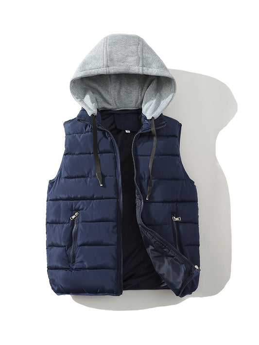 Steppweste mit Kapuze – gepolsterte ärmellose Jacke für Herren