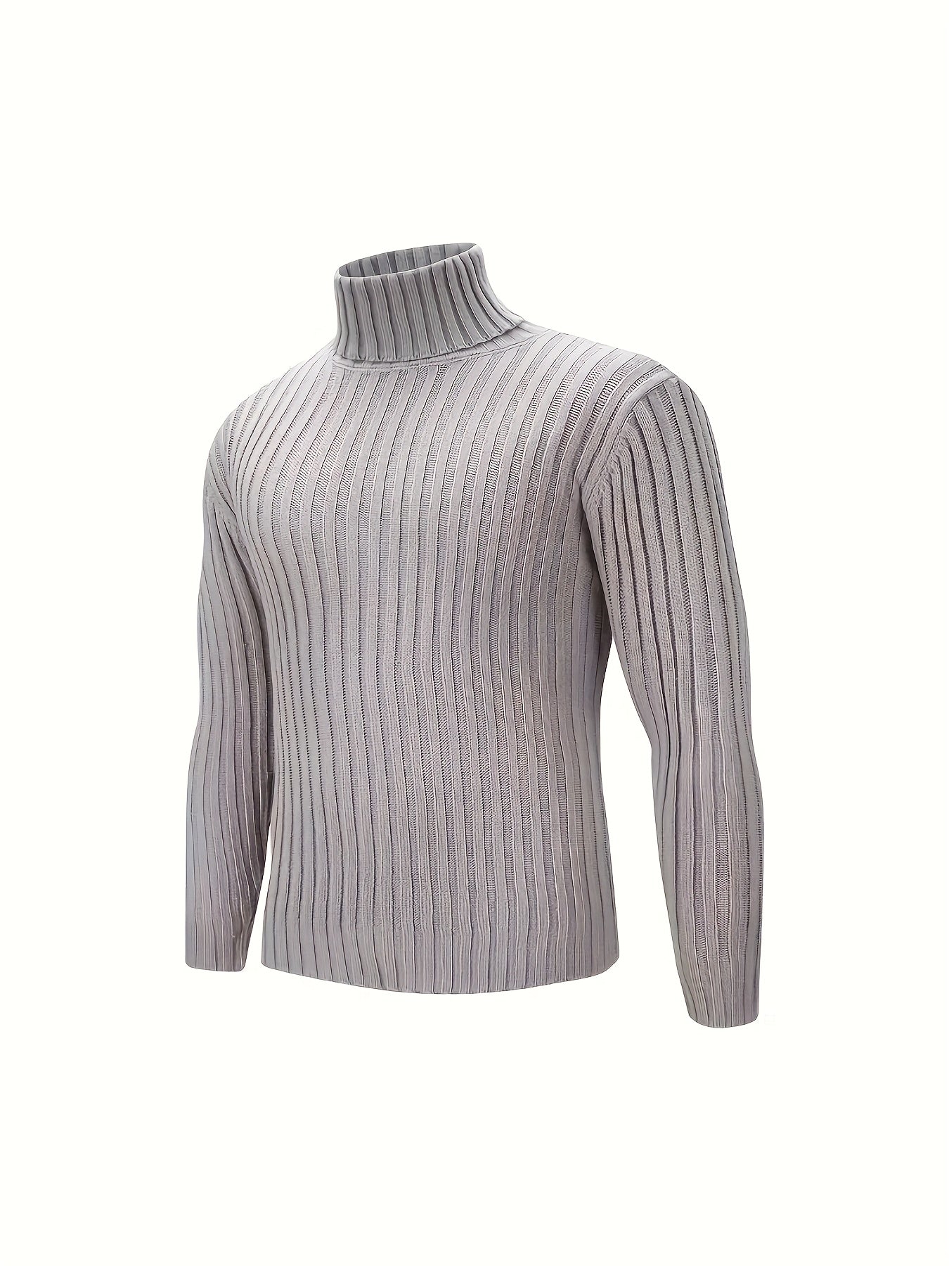 Rollkragen Strickpullover für Herren, Grobstrick, langärmelig, unifarben